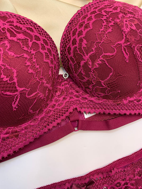 Bridal Lace Pattern Padded Pushup Wire Bra & Matching Underwear